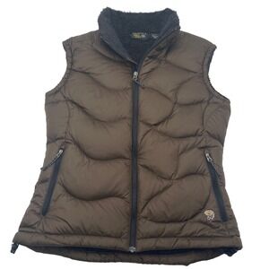 Mountain Hardwear‎ Womens Brown Down Puffer Vest Fleece Lined Insulated Size S